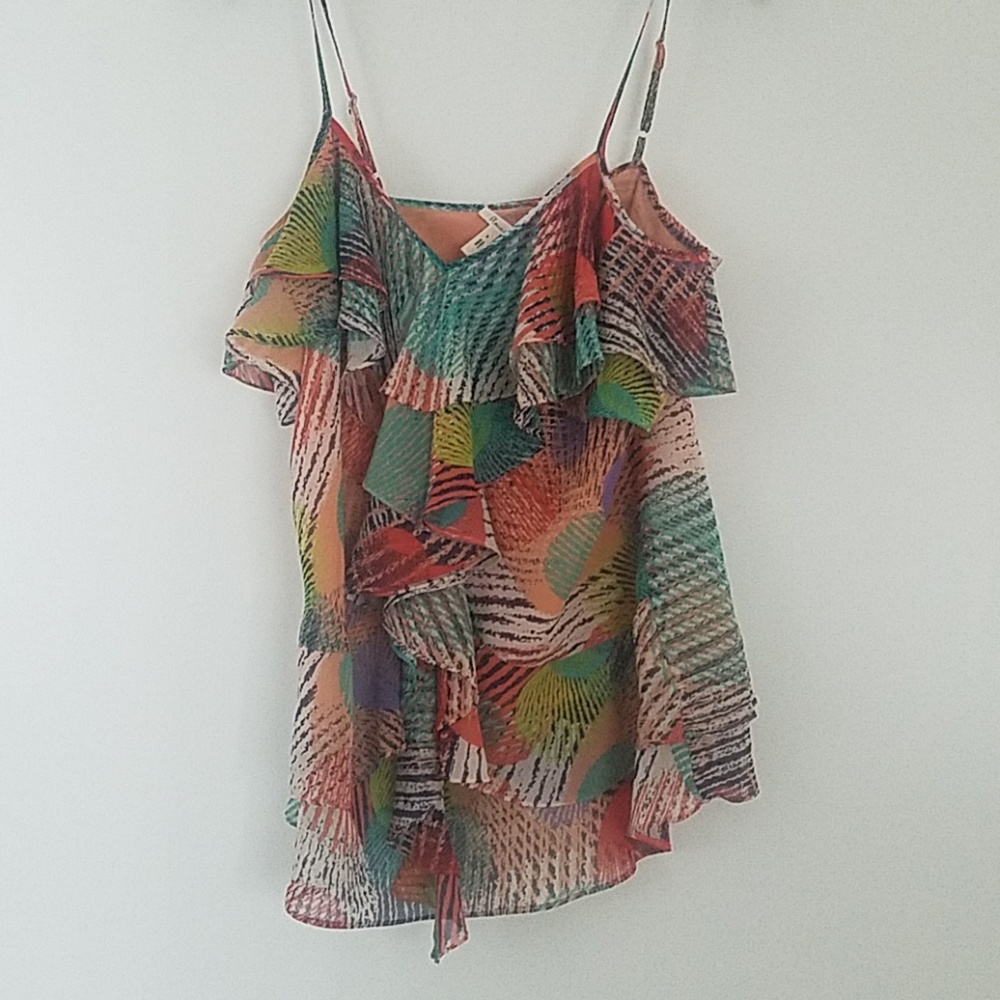 Flounce ruffle multicolored cami small